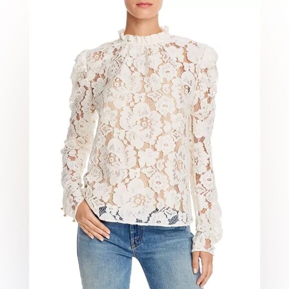 WAYF Erika Puff-Sleeve Lace Top - Picture 1 of 3